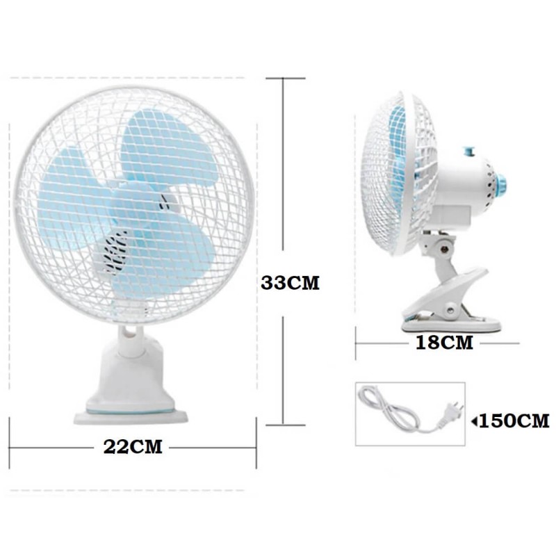 Ventilator sa štipaljkom 18cm Oscilirajući